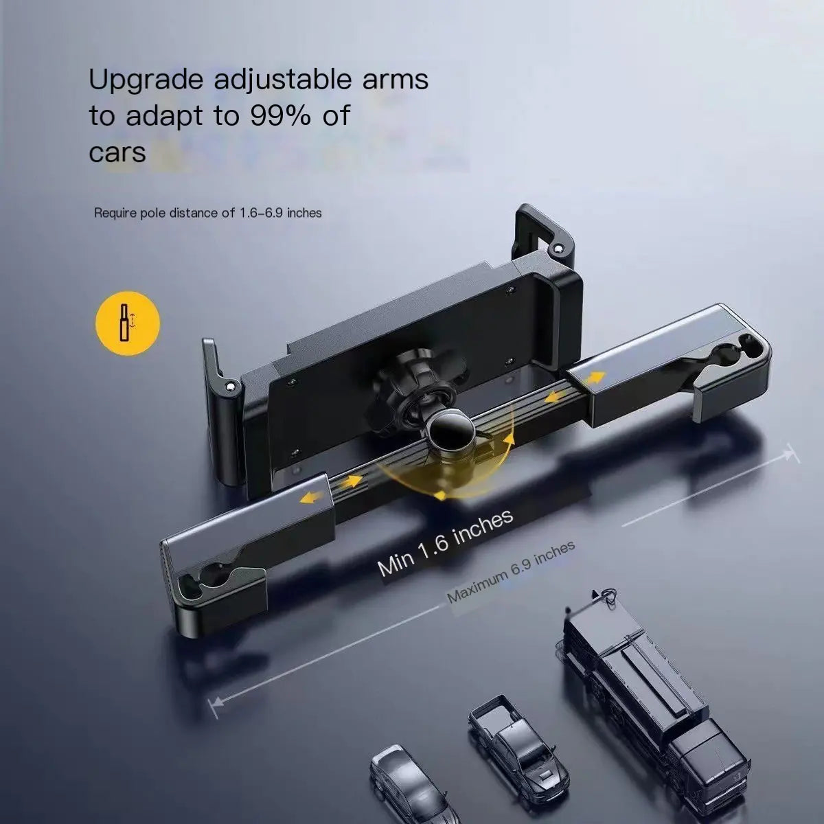 Universal Car Headrest Tablet Holder with Rotatable Design