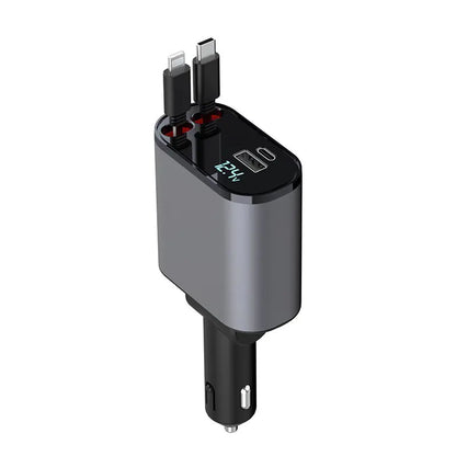 100W Metal Car Charger with USB and Type-C Adapters