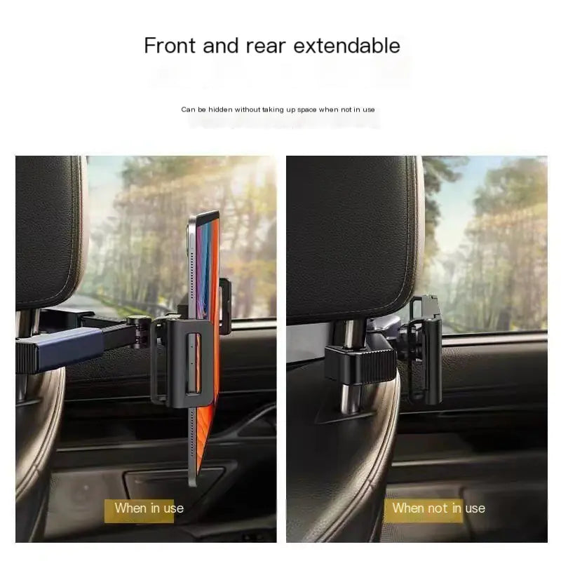 Universal Car Headrest Tablet Holder with Rotatable Design